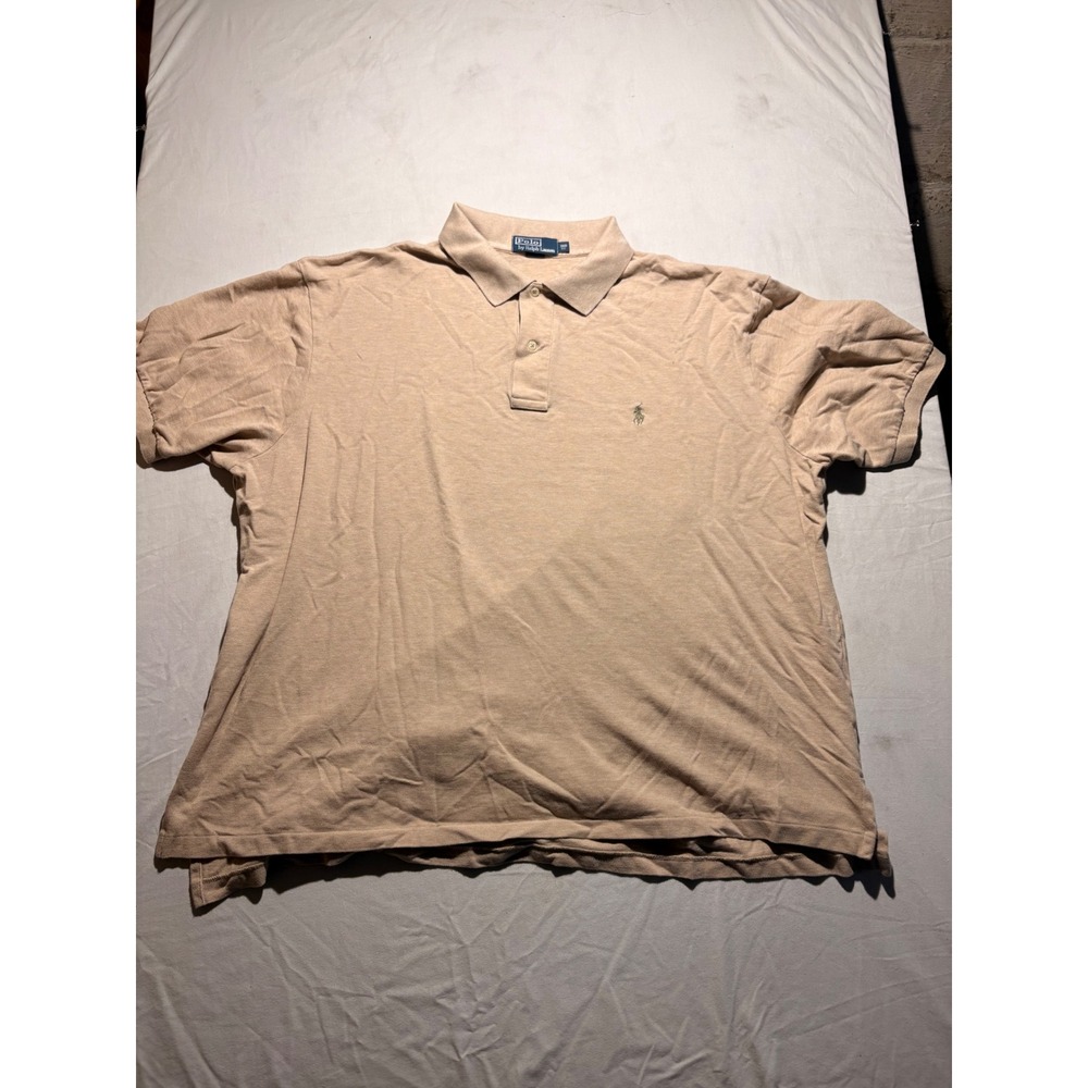 Polo Ralph Lauren Mens 3XB Big Tan Beige Cotton Pique Short Sleeve Polo Shirt
